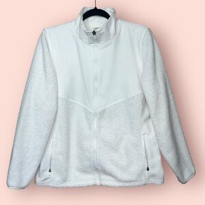 Xersion Fleece Sherpa Zip Up Jacket White Size Small